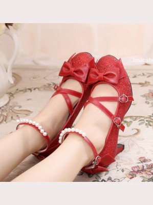 SALE! Glitter Lolita Shoes - Color Red Size 37 (C61)